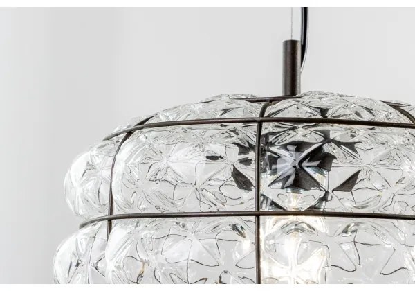 SIRU - Csillár zsinóron TERRA 1xE27/60W/230V fekete/átlátszó Velencei üveg