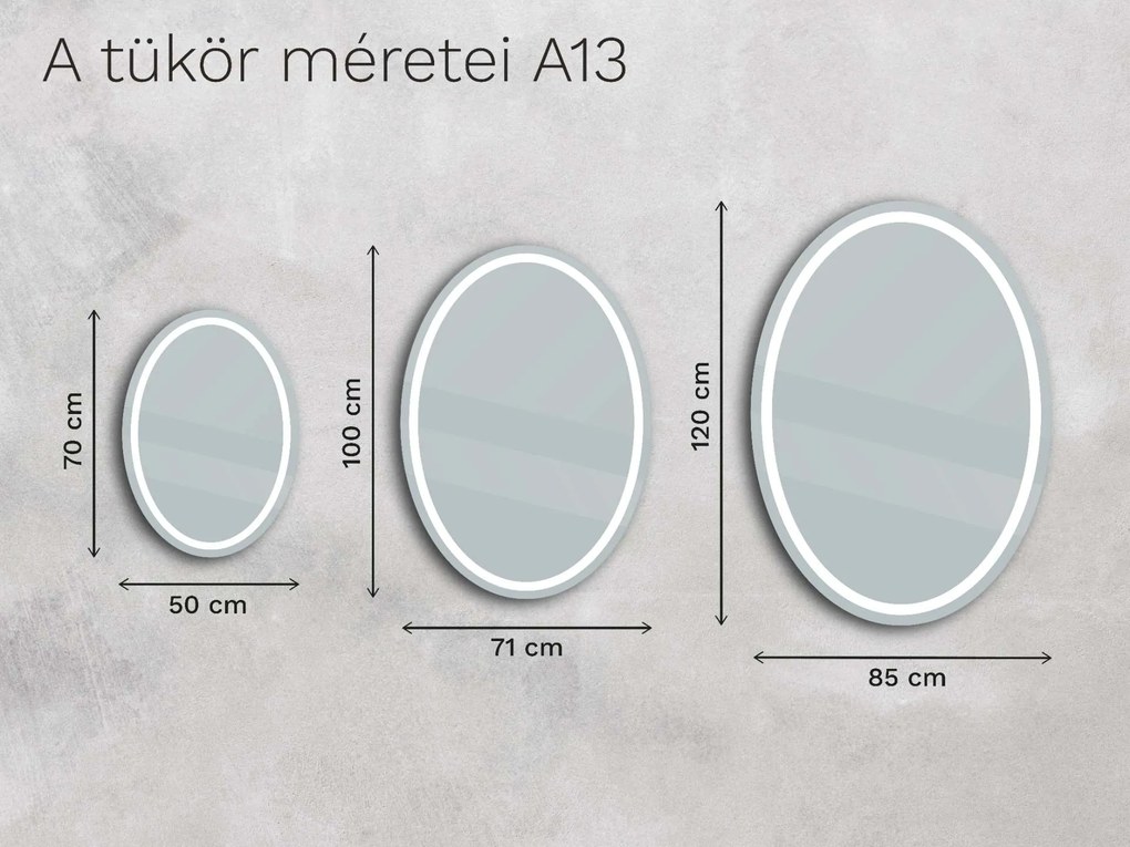 Ovális tükör LED világítással A13 50x70