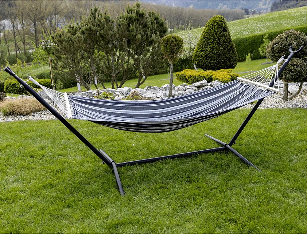 Függőágy állvány nélkül, szürke/fehér, EVANA NEW