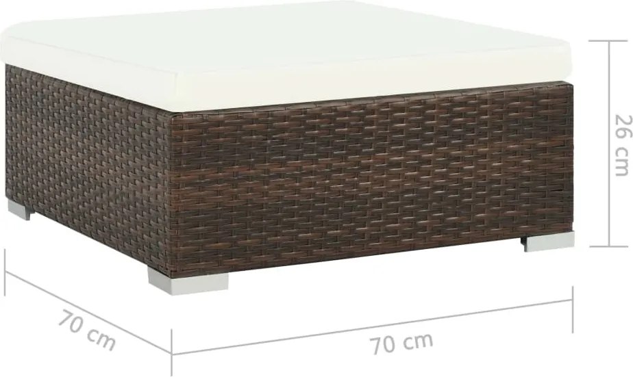 6-részes barna polyrattan kerti bútorszett párnákkal