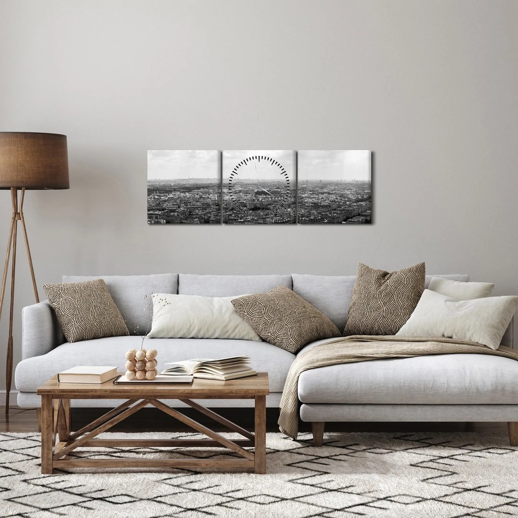 Kép - Házak háztetői Párizsban (órával) (90x30 cm)