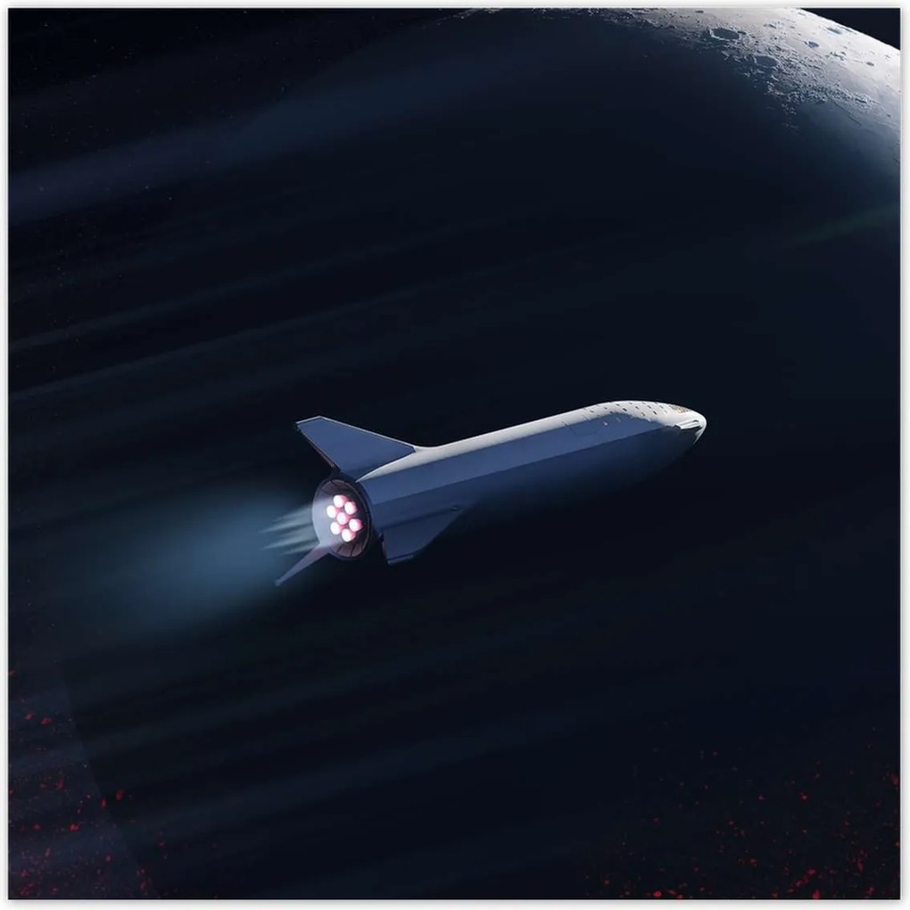 Poszterek 30x30 Rakéta a hold hátterében