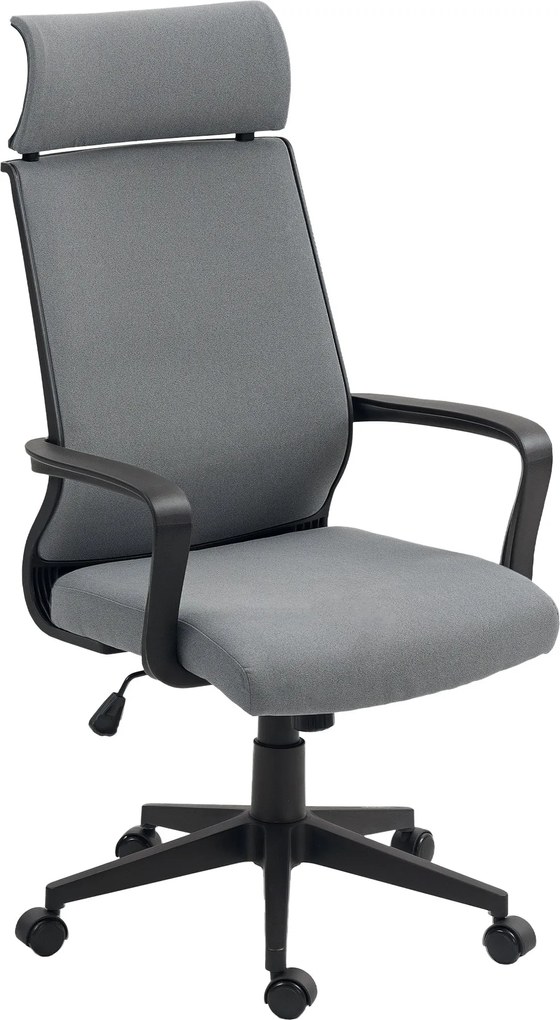 HOMCOM Irodai Szék, Ergonomikus Íróasztali Szék Karfával, Fejtámasszal, Magasságban Állítható Forgószék Ringató Funkcióval, Számítógép Szék Műszőrméve