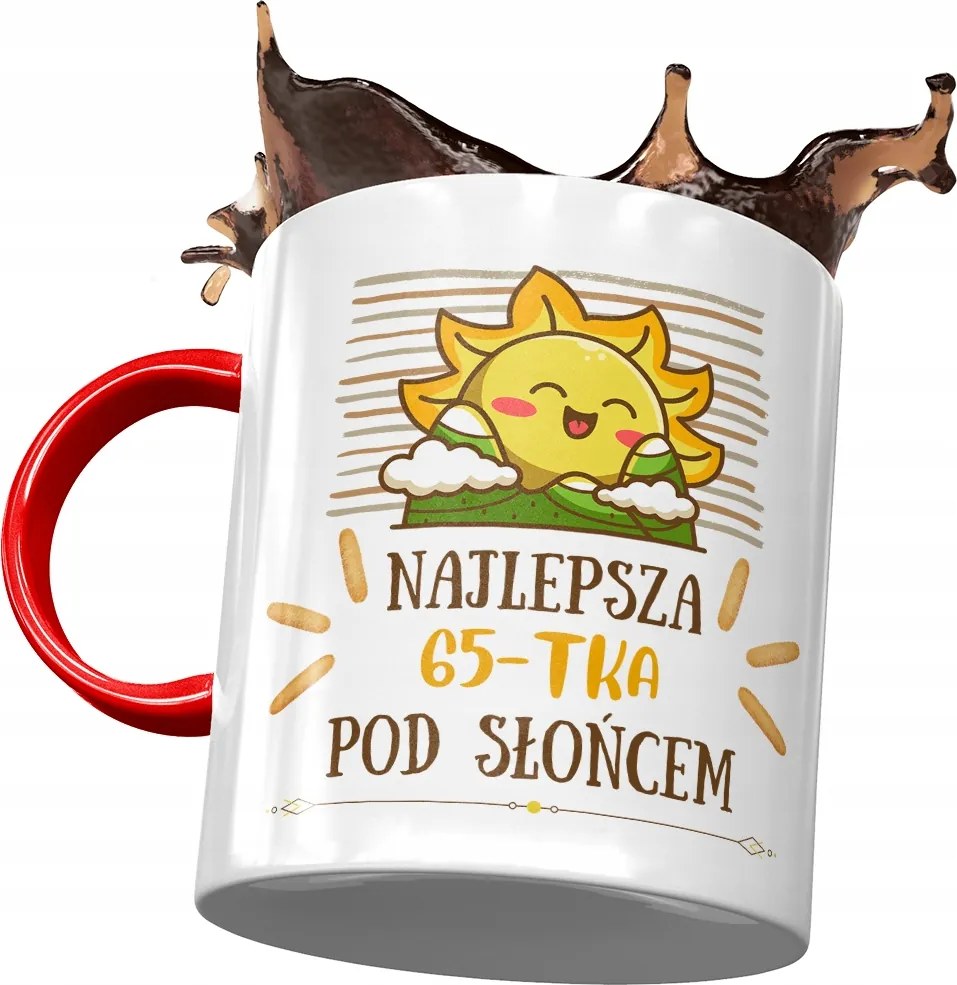 Piros Bögre Születésnapra 65 65-es 65-ös Ajándék Nyomtatott Fotóval