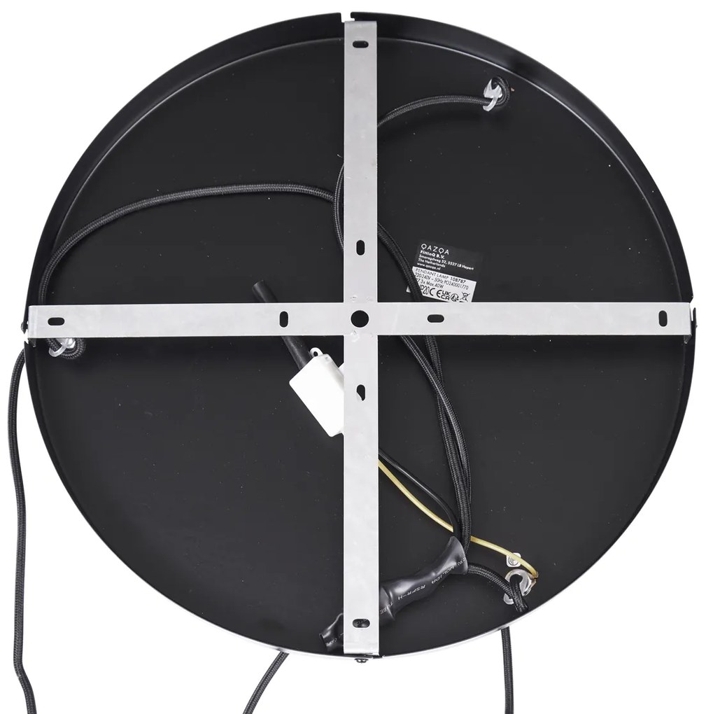 Japandi függőlámpa fekete és arany színben, bézs lámpabúrával, 3-fényes - Pluni