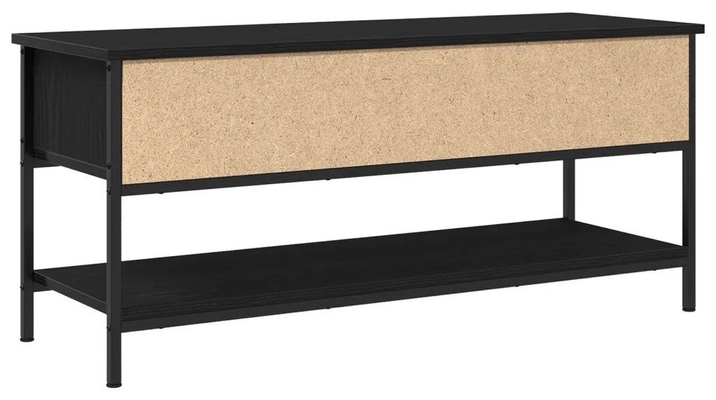 TV szekrény Fekete tölgy 100x35x45 cm Fának készült és acél