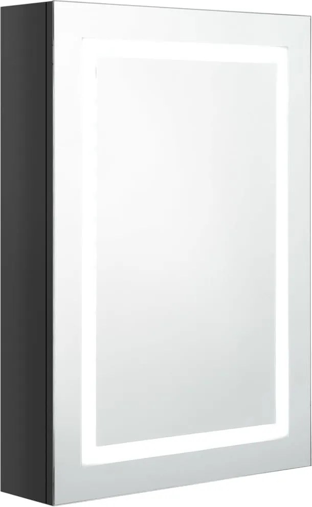 vidaXL fényes fekete LED-es tükrös fürdőszobaszekrény 50 x 13 x 70 cm