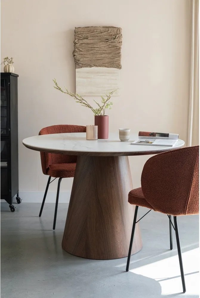 Kerek étkezőasztal kő asztallappal ø 115 cm Almira – White Label