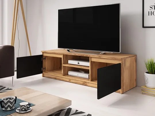 TV szekrény Zekazo (szonoma tölgy + fehér) (fehér LED világítás). 1106285