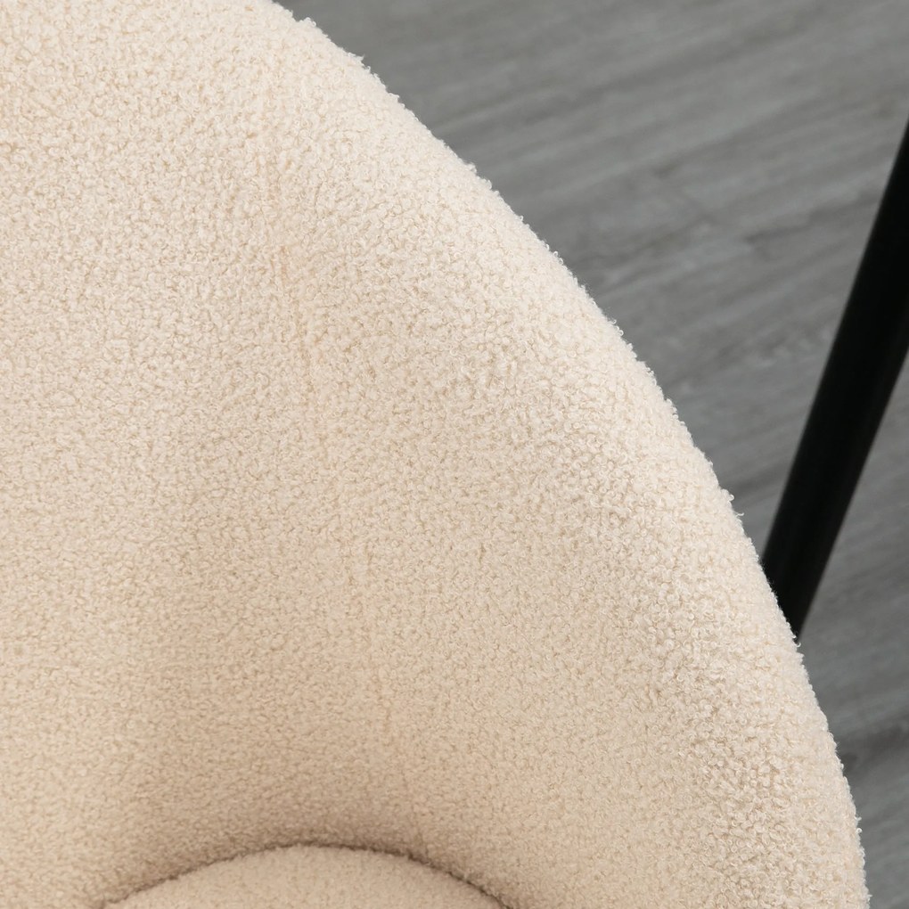 HOMCOM 2 db beige konyhai étkezőszék, gyapjú hatású anyagban, fekete acél lábakkal - 55 x 62 x 80 cm | Aosom