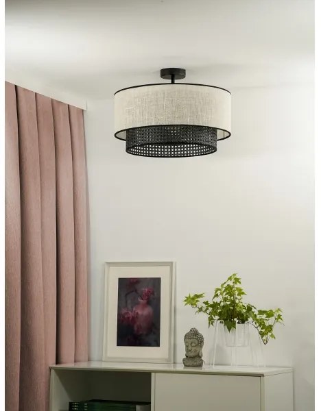 Duolla - Felületre szerelhető csillár RATTAN YUTE 1xE27/15W/230V átm. 45 cm krémes/fekete