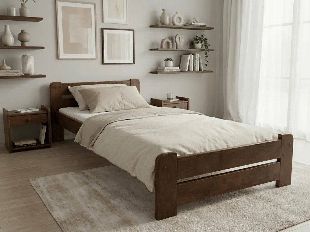 Laura ágy 80x200, tölgyfa Ágyrács: Lamellás ágyrács, Matrac: Deluxe 10 cm matrac