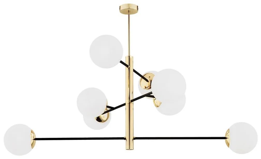 Argon 5041 - Csillár rúdon CAMERON 8xE27/15W/230V sárgaréz/fekete