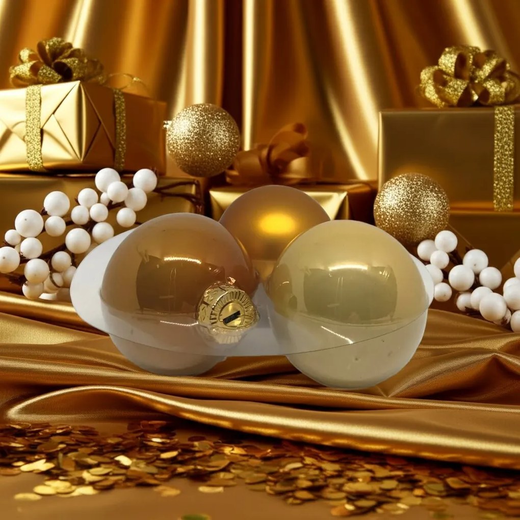 Gold üveg karácsonyi gömb szett 12*6cm