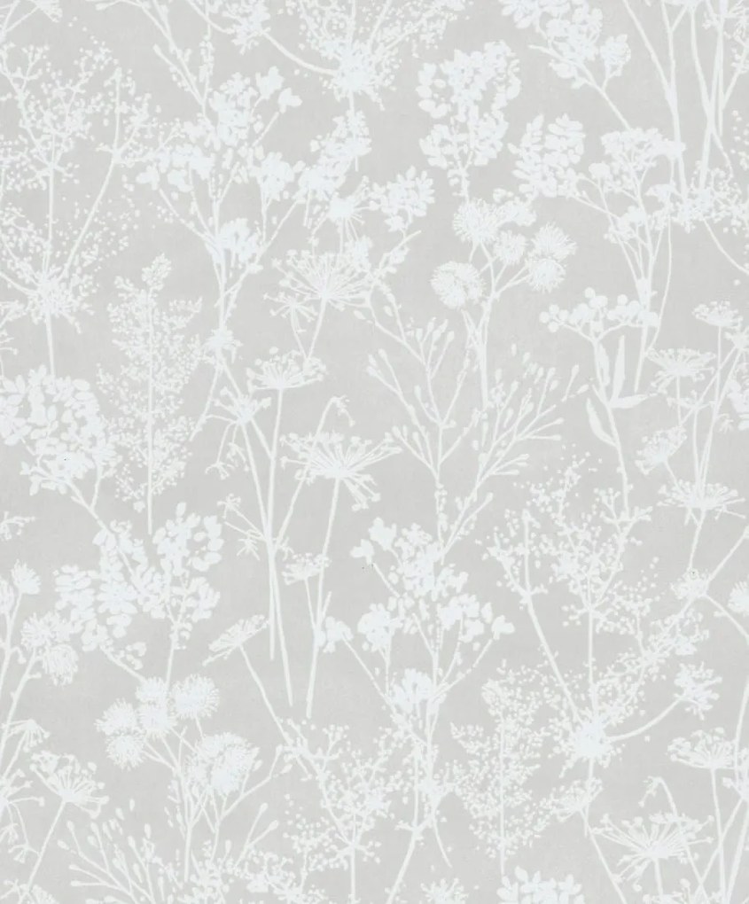 Szürke vinil tapéta mezei növények motívummal a flizelinen