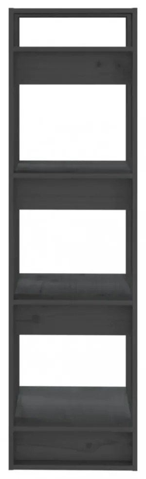 szürke tömör fenyőfa könyvszekrény/térelválasztó 41x35x125 cm