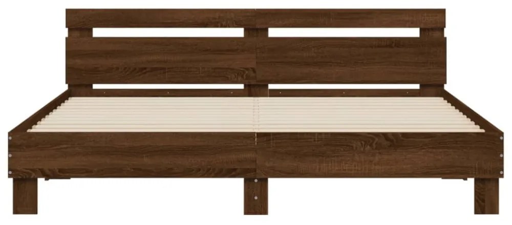 barna tölgy színű ágykeret fejtámlával és LED-del 180 x 200 cm