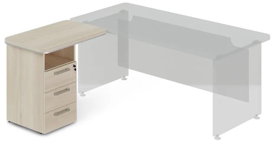 Dokkoló konténer TopOffice 90 x 55 cm, bal, világos akác