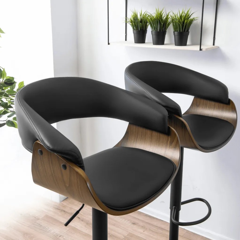 Elegáns Bárszék Fekete Eco-bőr Kárpittal. NEVADA