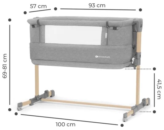 KINDERKRAFT - Bölcső NESTE GROW világos szürke