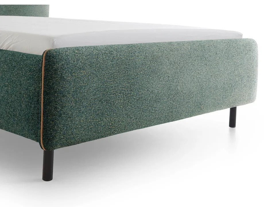 Sötétzöld kárpitozott franciaágy ágyrács nélkül 160x200 cm Primo – Meise Möbel