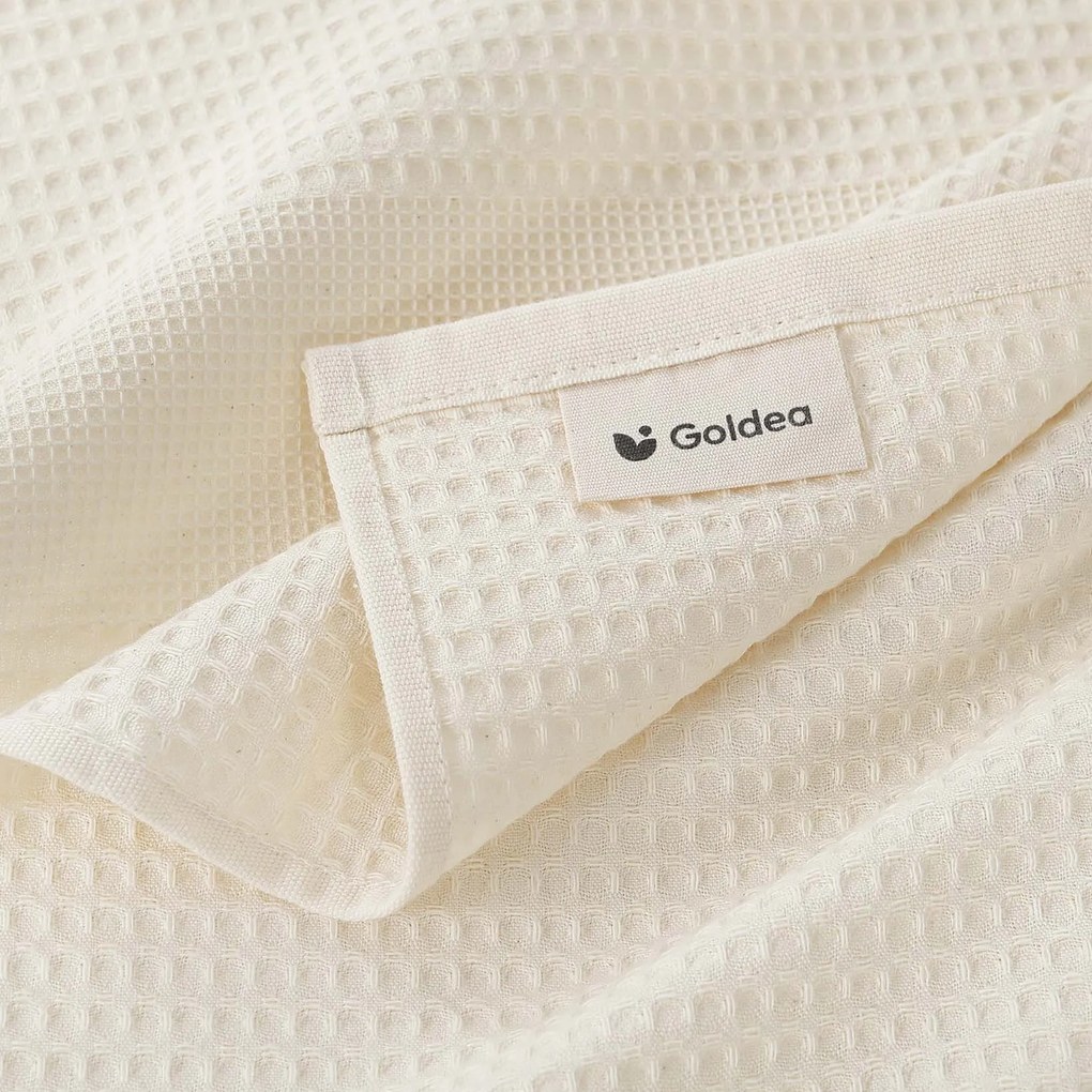 Goldea karácsonyi hímzett waffle konyharuha - krémalapú mézeskalács 50 x 70 cm