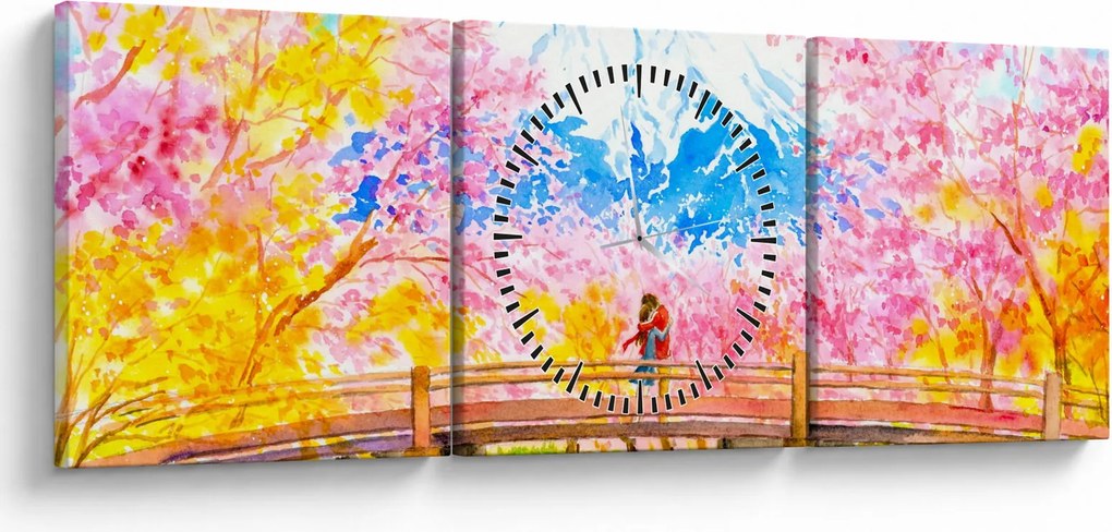 Kép - festett pár, akvarell (órával) (90x30 cm)