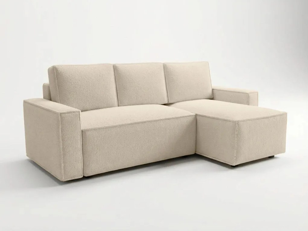 AKCIÓ Kinyitható kétoldalas L-alakú ülőgarnitúra SMART BOUCLE 232x143 cm, krémszínű II. osztály