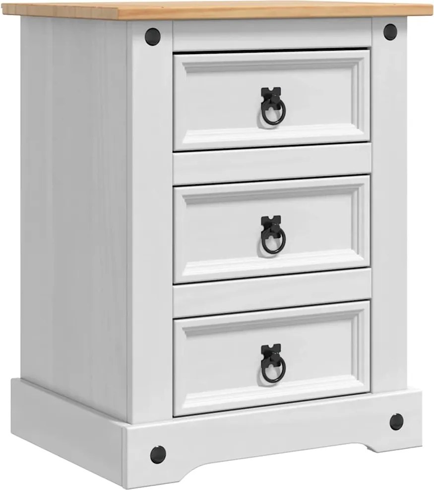 vidaXL Éjjeli asztal Corona Fehér 53 x 39 x 66 cm Tömör fenyőfa