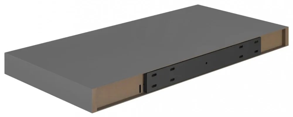 2 db magasfényű szürke MDF lebegő fali polc 50 x 23 x 3,8 cm