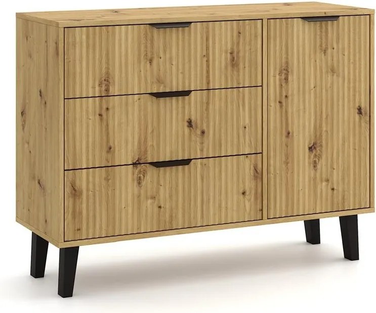 Scandi Fiókos Komód 1D3S Slim Tölgyfa Artisan