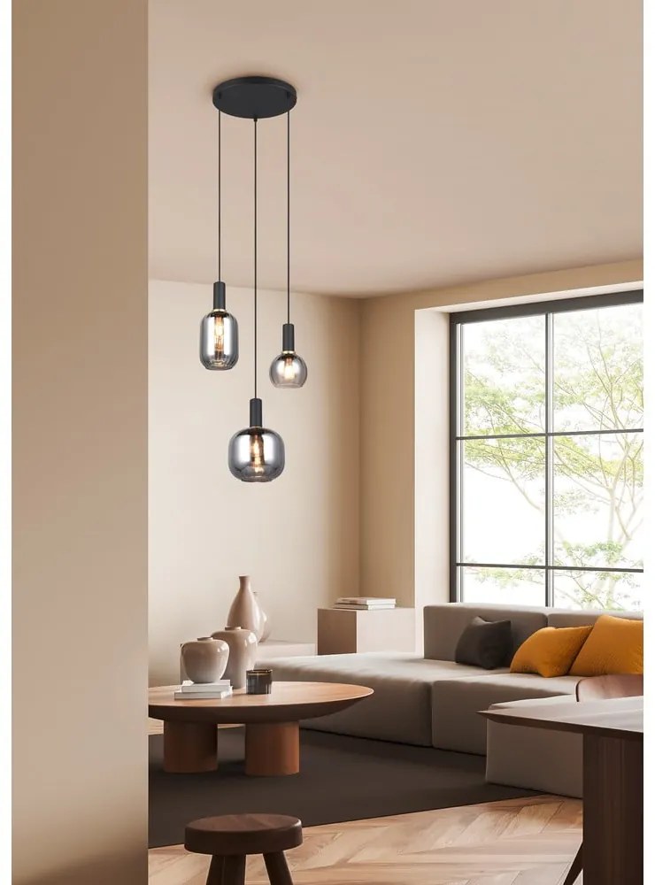 Fekete függőlámpa üveg búrával Diva – Trio