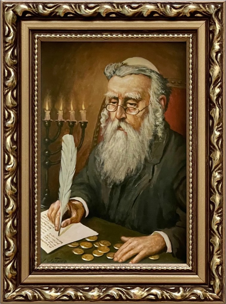 Vászonkép 19x14 Pénzszámláló Zsidó Arany Díszített Ajándék Keret