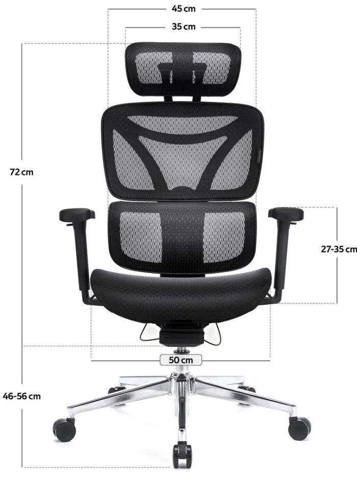 Professzionális irodai szék / forgószék / főnöki szék LVN System Control Pro fekete LV0656