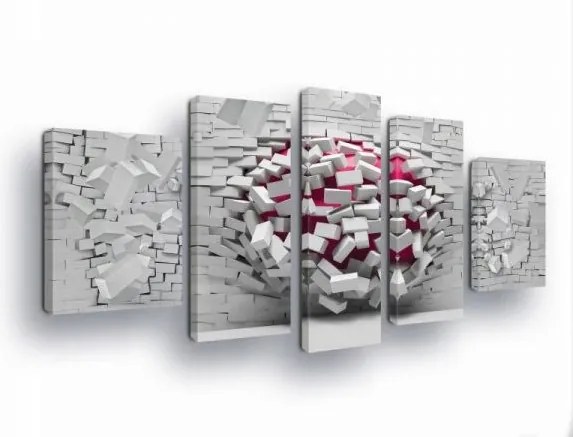 Vászonkép 170x100 Robbanás Áttörés Fal Töredékek Dinamika Energia Pusztítás