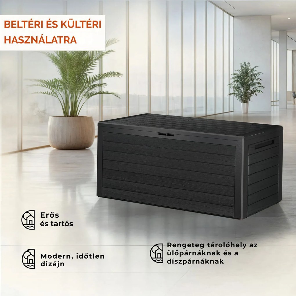 WOODEBOX tárolódoboz, 280l, 120x46x57cm, antracit Prosperplast