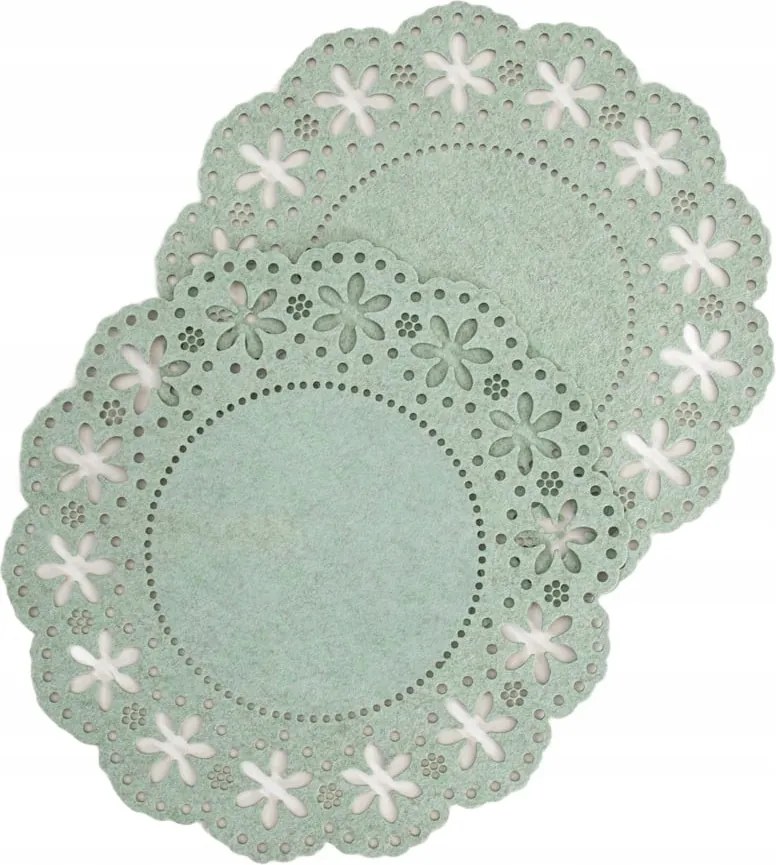 Tanda filc asztalszőnyeg áttört mintával, zöld, 2db 38 cm Homla