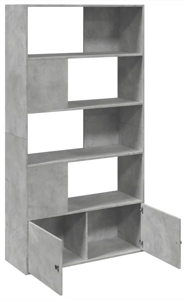 betonszürke szerelt fa könyvespolc 100 x 36 x 189 cm