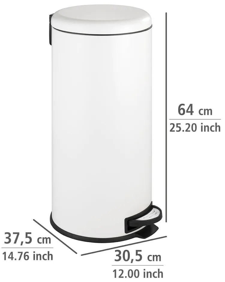 Fehér acél pedálos szemetes 30 l Leman – Wenko
