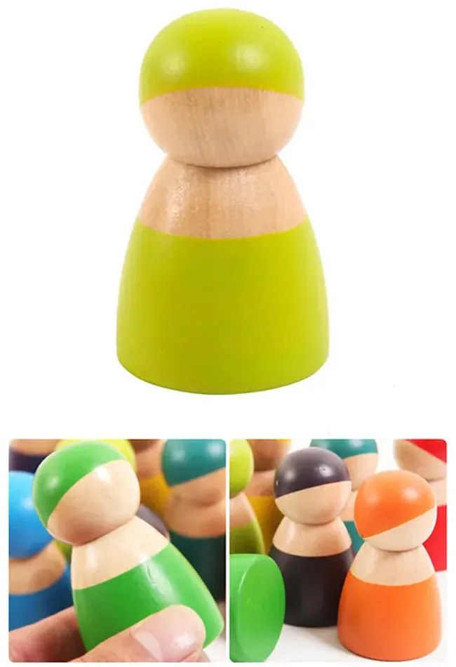 12 barát színes Montessori fafigura