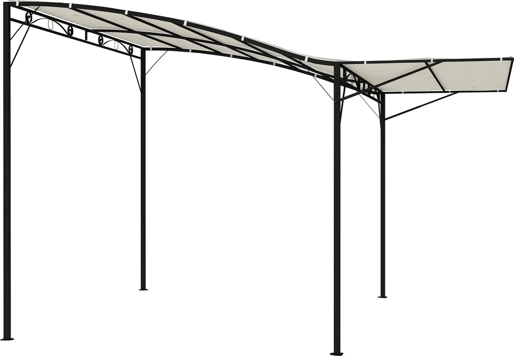 Outsunny Pergola Pavilon 3x2,5m Acél Vízálló Napernyő Állítható Tető Falra Rögzített Kert Pavilon Szabadonálló Terasz Borító Napernyő Kert Balkonzó Kr