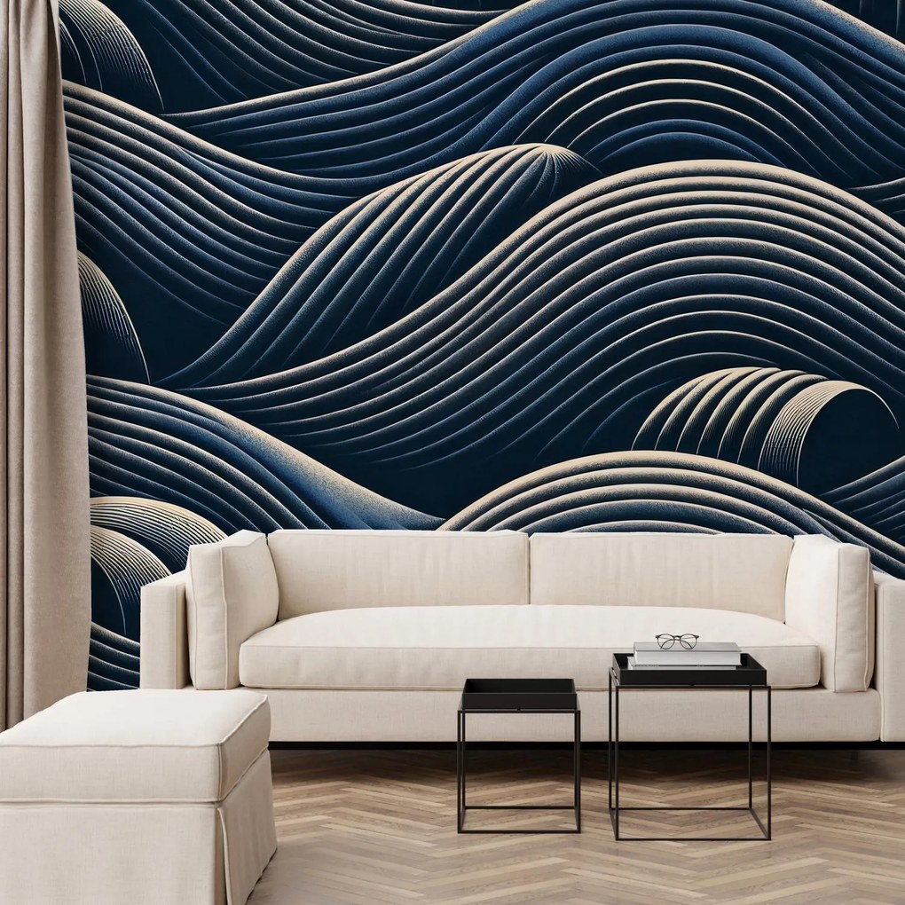 Fotótapéta - Sötét geometrikus hullámok (147x102 cm)
