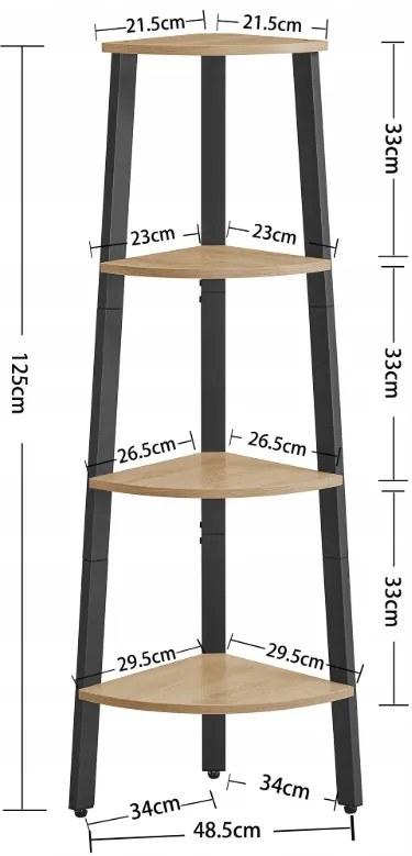 Sarokpolc TAYLOR SONOMA 4 polc, 125x34cm