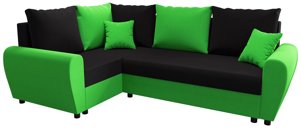 Sarok ülőgarnitúra Fleur Plus (zöld + fekete) (B). 1057098