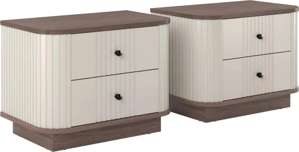 Vesper éjjeliszekrény készlet 2 db-os 56 cm - kasmír / dió / fekete fogantyúk