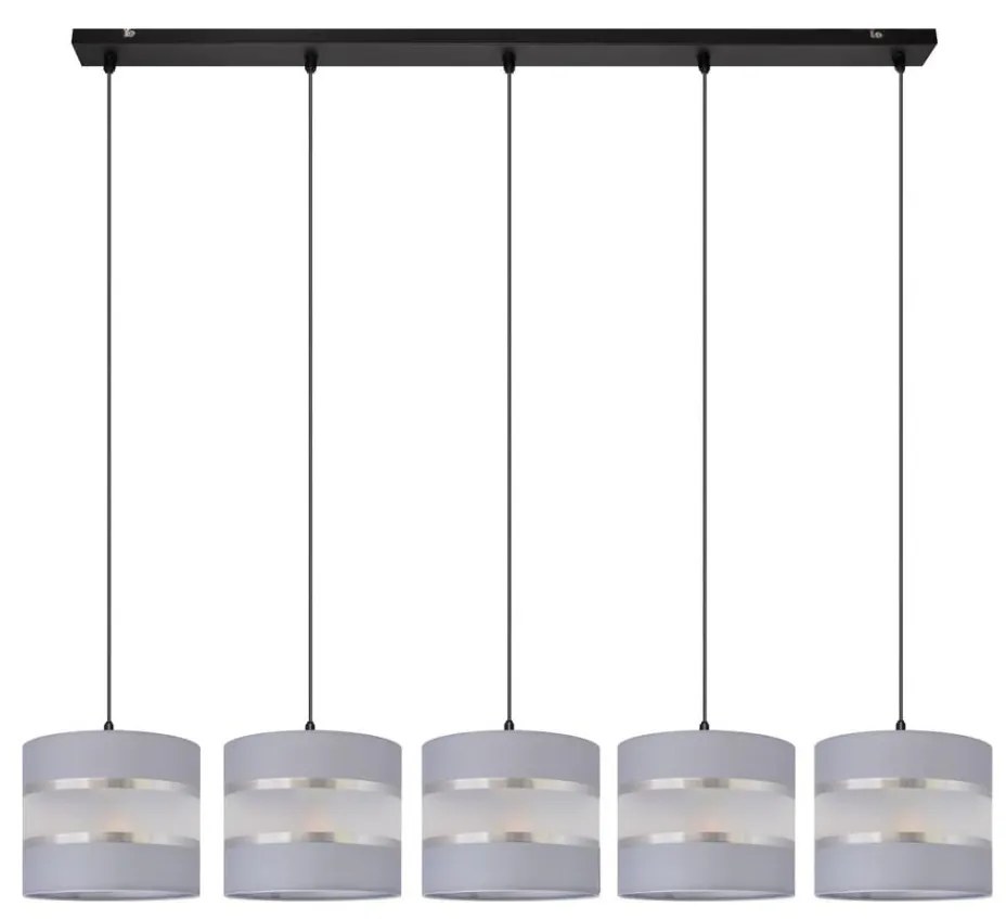 Csillár zsinóron HELEN 5xE27/15W/230V szürke/fekete