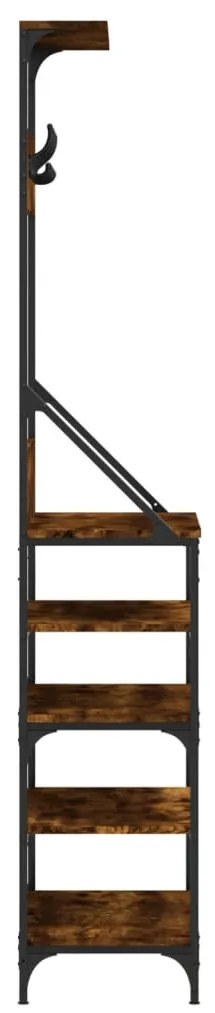 füstös tölgy színű ruhafogas cipőpolccal 70x34x184 cm