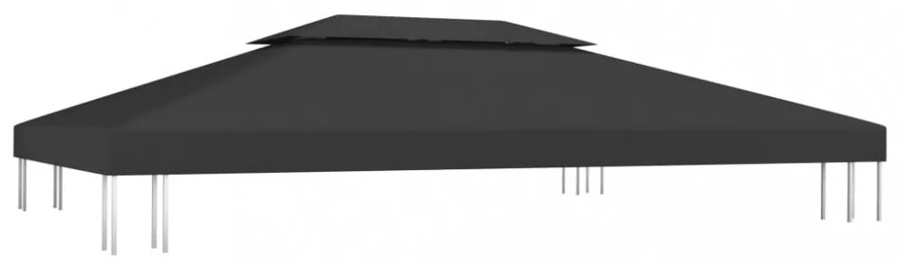 fekete kétszintes pavilon-tetőponyva 310 g/m² 4 x 3 m