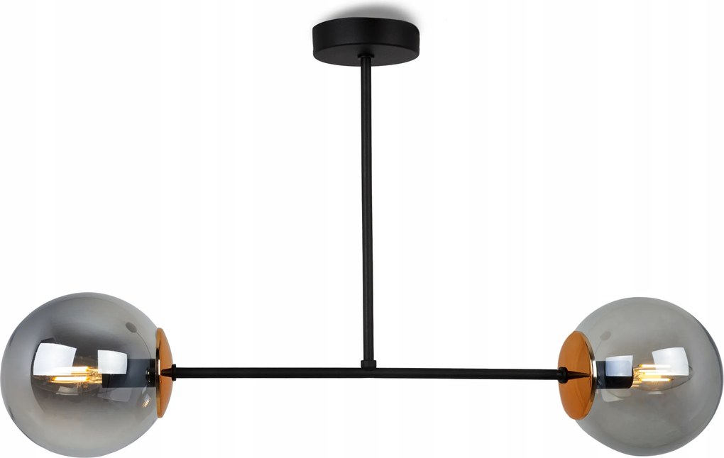 Mennyezeti Lámpa Lógó Fekete Csillár Dupla Loft Glamour Üveg Gömbök