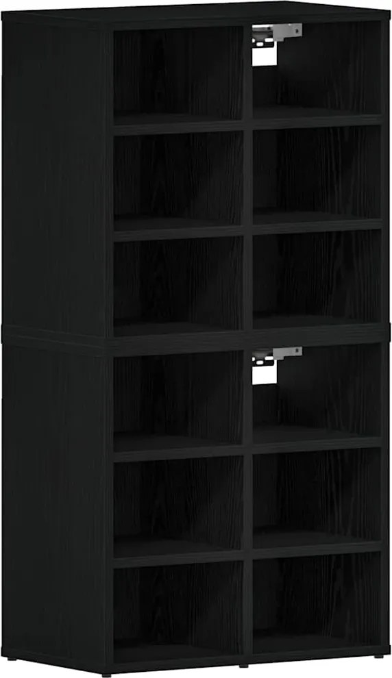 vidaXL Cipőszekrény 2 pcs Fekete tölgy 52 x 30 x 50,5 cm Faanyag